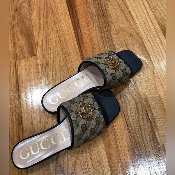 ‼️SOLD‼️GUCCI GG JOLIE MARMONT MATELASSE CANVAS LEATHER SUPREME SLIDE SANDAL - Picture 5 of 14